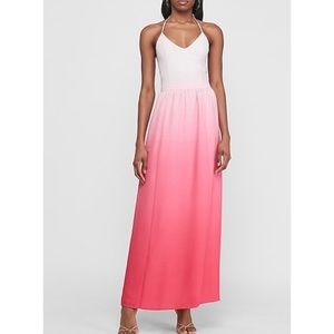 Express Pink Ombré Halter Maxi Dress